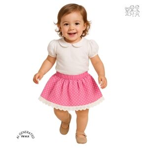 DISNEY BABY EYELET RUFFLE PINK POLKADOT SKORT 12 MOS